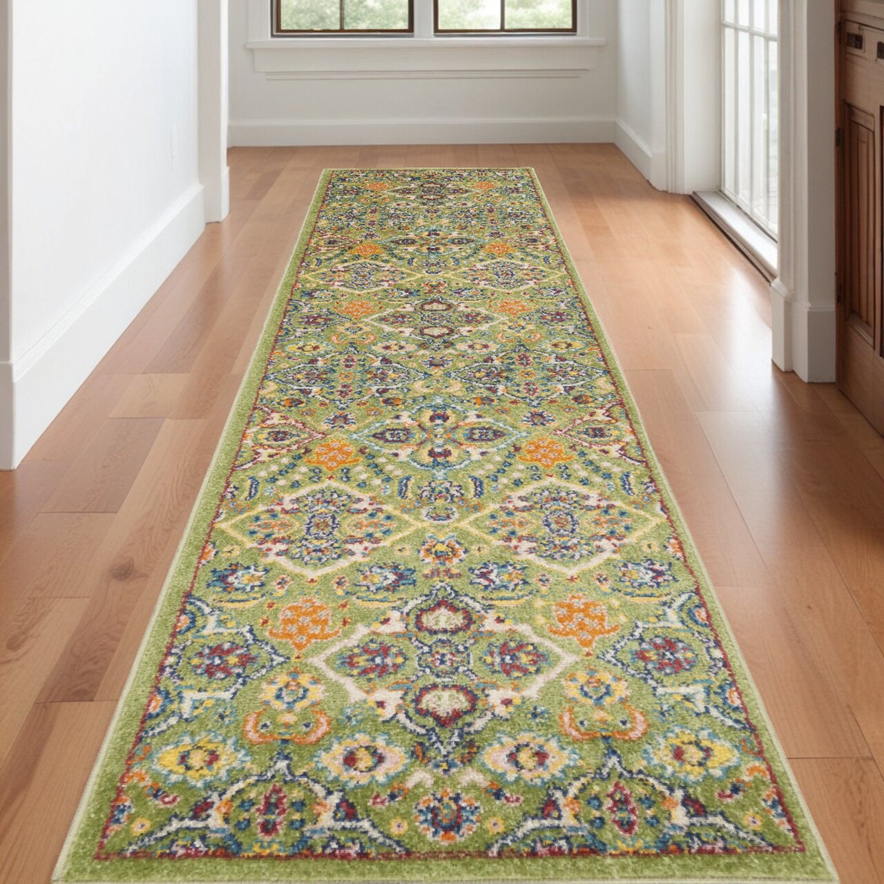 Edge Collections - Green - Floral Runner Rug for Home Warmth - 1 pcs